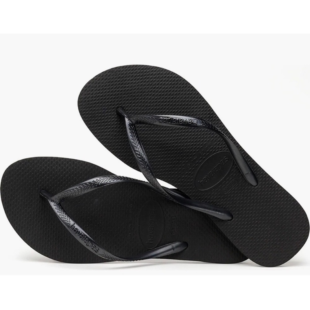 Havaianas Top Flip Flops Size 9 - 10 Black New Rubber Thong Sandals beach cruise